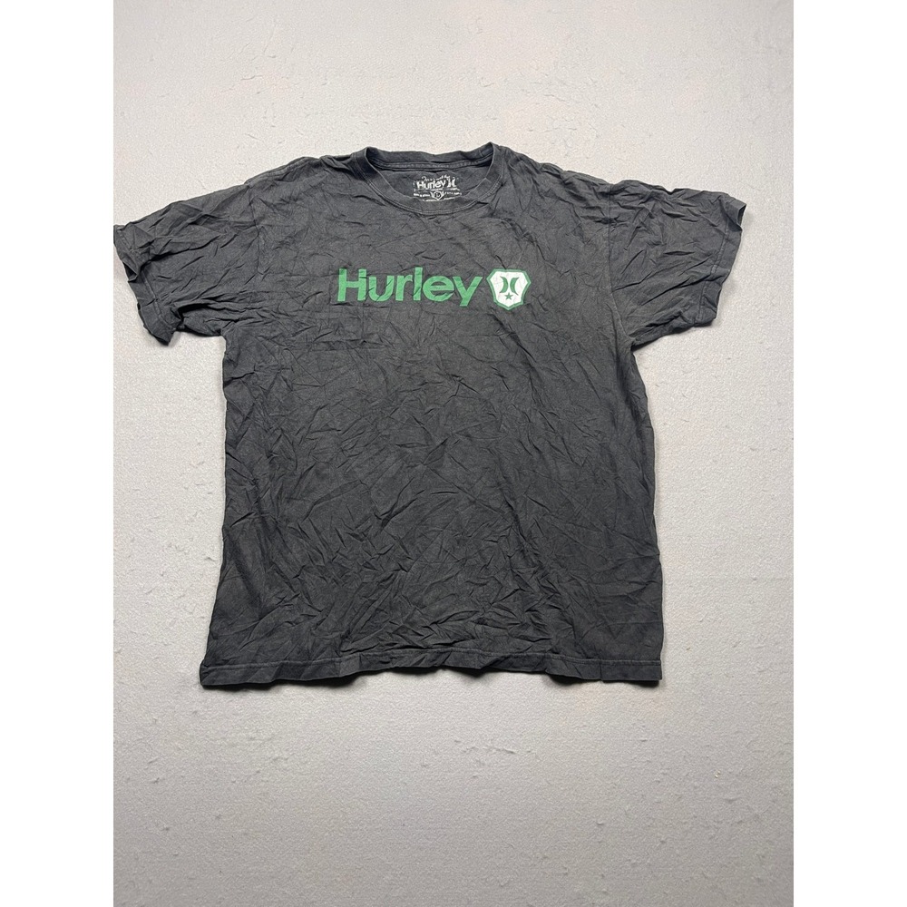 Hurley Graphic T-Shirt Mens Large Gray Green Cotton Regular Fit Excellent